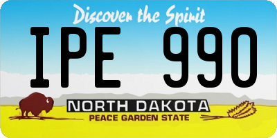 ND license plate IPE990