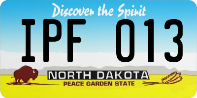 ND license plate IPF013