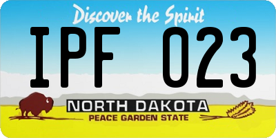 ND license plate IPF023