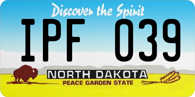 ND license plate IPF039