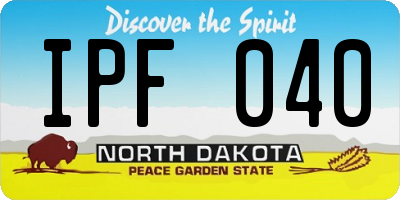 ND license plate IPF040