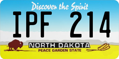ND license plate IPF214