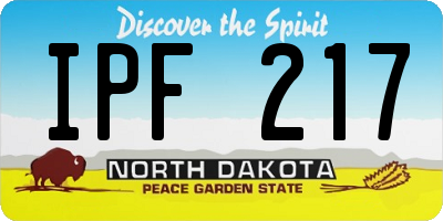 ND license plate IPF217