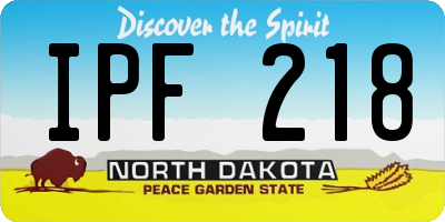 ND license plate IPF218
