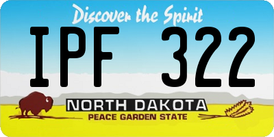 ND license plate IPF322