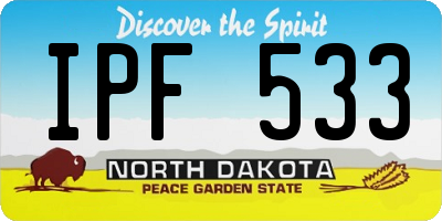 ND license plate IPF533