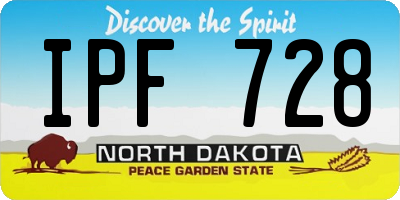 ND license plate IPF728
