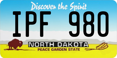 ND license plate IPF980