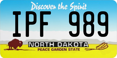 ND license plate IPF989