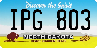 ND license plate IPG803