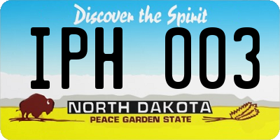 ND license plate IPH003