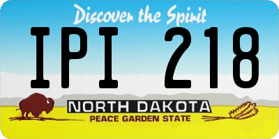 ND license plate IPI218