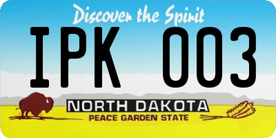 ND license plate IPK003