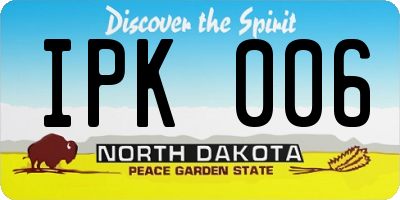 ND license plate IPK006