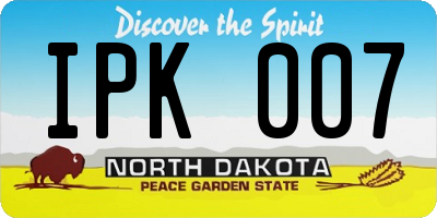 ND license plate IPK007