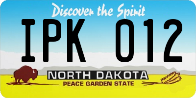 ND license plate IPK012