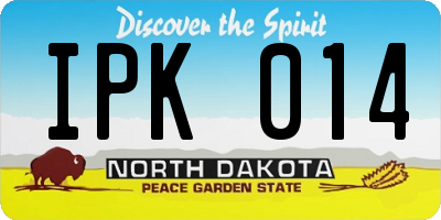 ND license plate IPK014