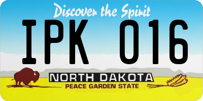 ND license plate IPK016