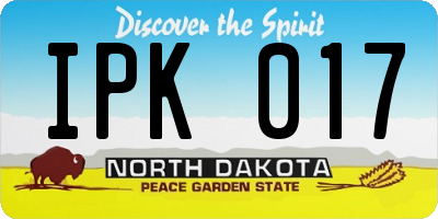 ND license plate IPK017