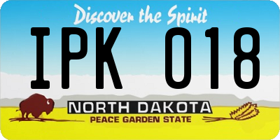 ND license plate IPK018