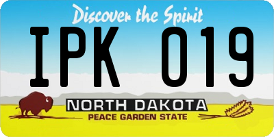 ND license plate IPK019