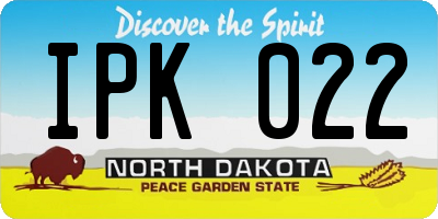 ND license plate IPK022