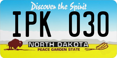 ND license plate IPK030