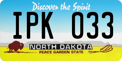 ND license plate IPK033