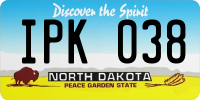 ND license plate IPK038