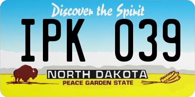 ND license plate IPK039
