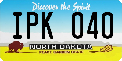 ND license plate IPK040