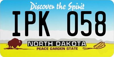ND license plate IPK058