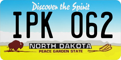 ND license plate IPK062