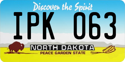 ND license plate IPK063