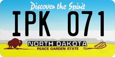ND license plate IPK071