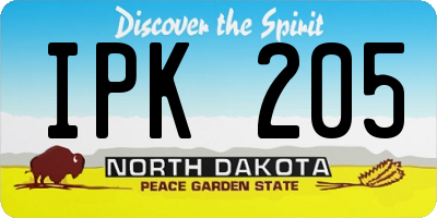 ND license plate IPK205