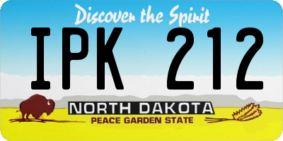 ND license plate IPK212