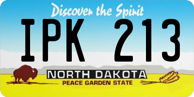 ND license plate IPK213