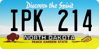 ND license plate IPK214