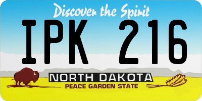 ND license plate IPK216