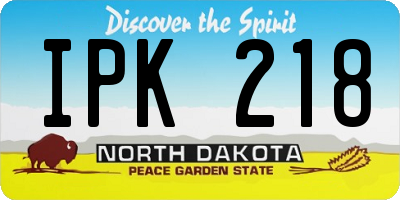 ND license plate IPK218