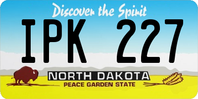ND license plate IPK227