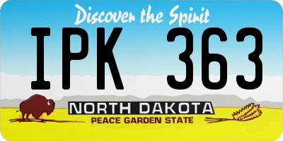 ND license plate IPK363