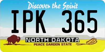 ND license plate IPK365