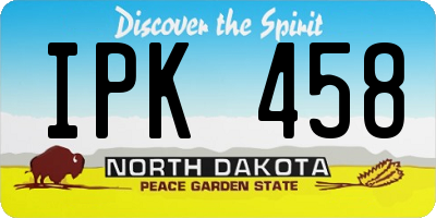 ND license plate IPK458