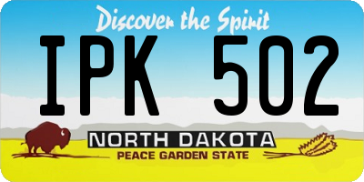 ND license plate IPK502