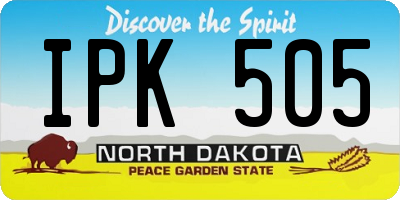 ND license plate IPK505