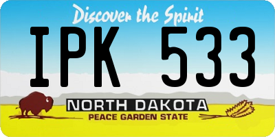 ND license plate IPK533