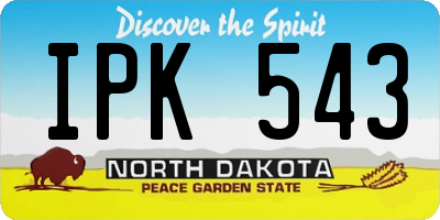 ND license plate IPK543