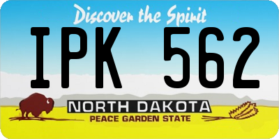 ND license plate IPK562